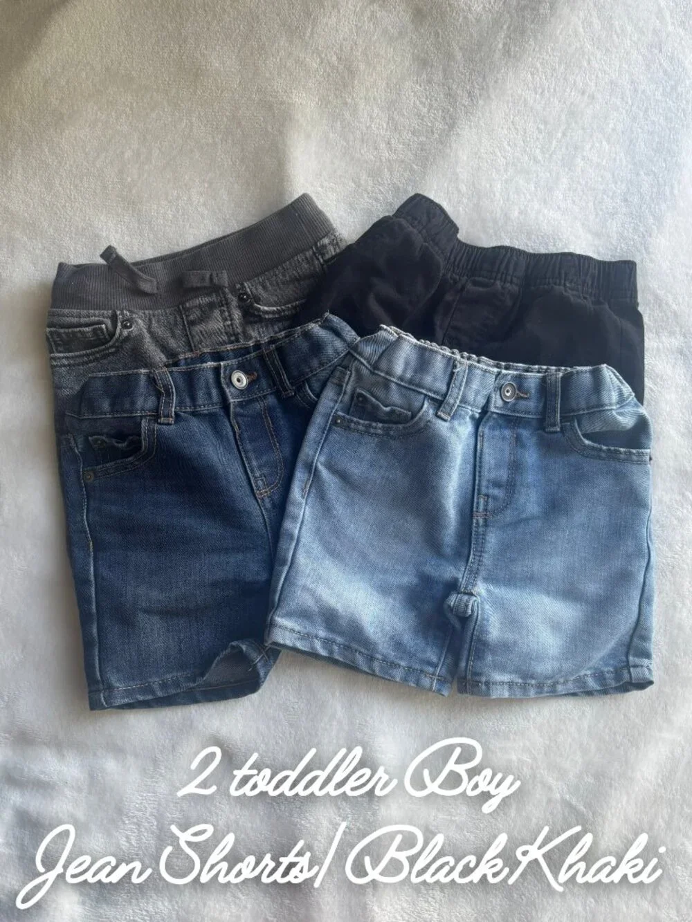 Toddler Boy Shorts Bundle | 4-Piece Denim & Black Pull-On Shorts